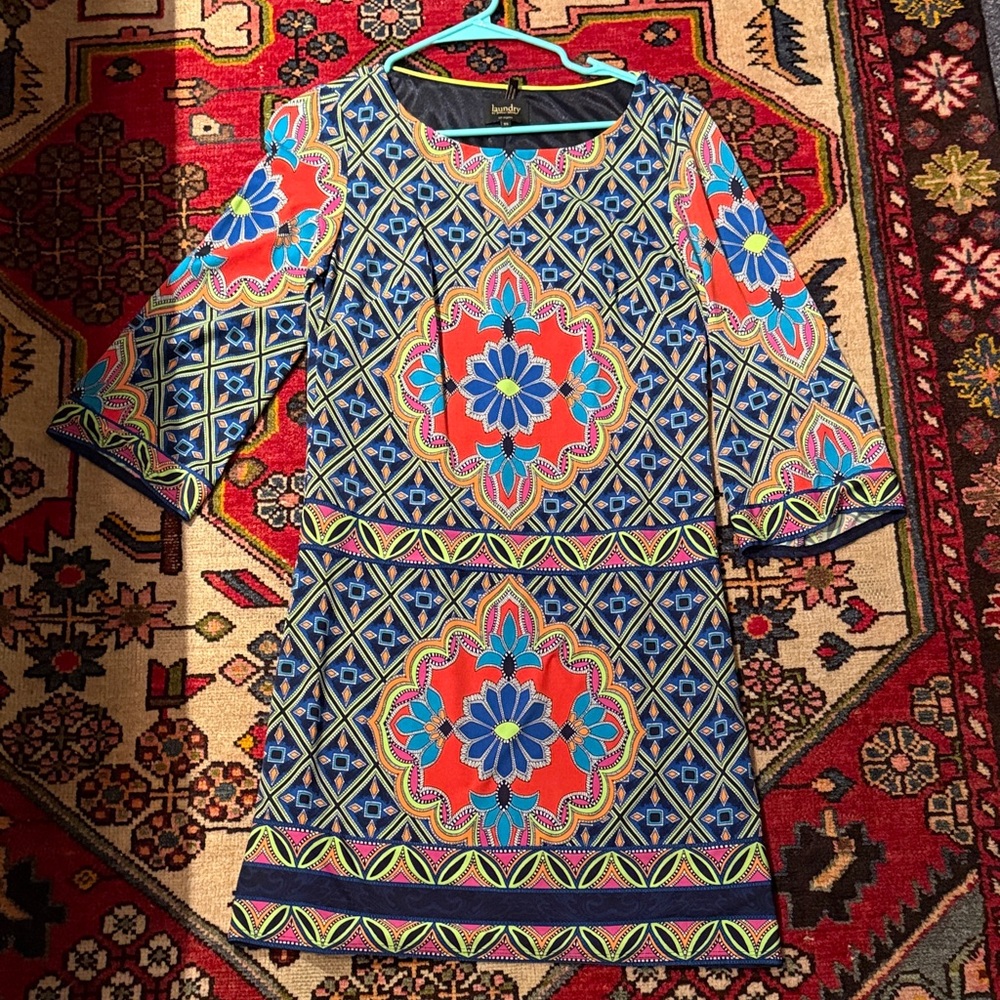 EUC Laundry by Shelli Segal Multicolor Geometric Long Sleeve Dress XS
